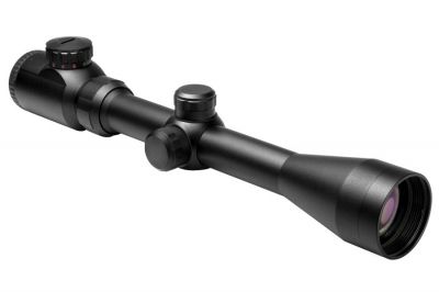 NCS 3-9x40 Red/Green Illuminating Scope with P4 Sniper Reticule & 20mm Mount Rings - Detail Image 1 © Copyright Zero One Airsoft