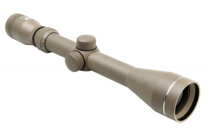 NCS 3-9x40 Scope with P4 Sniper Reticule & 20mm Mount Rings (Tan) - Detail Image 1 © Copyright Zero One Airsoft