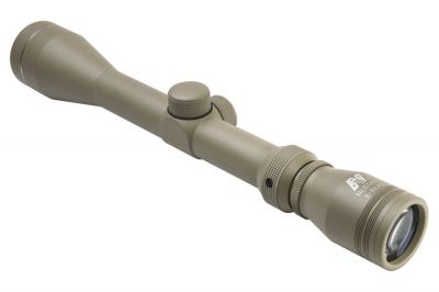 NCS 3-9x40 Scope with P4 Sniper Reticule & 20mm Mount Rings (Tan) - Detail Image 2 © Copyright Zero One Airsoft