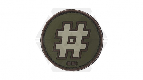 101 Inc PVC Velcro Patch "Hashtag" (Olive) - &copy; Copyright Zero One Airsoft