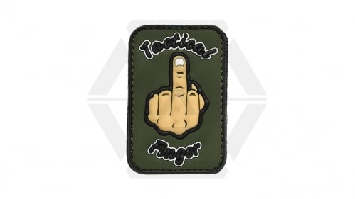 101 Inc PVC Velcro Patch "Tactical Finger" (Olive) - © Copyright Zero One Airsoft