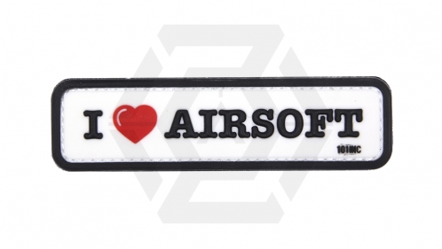 101 Inc PVC Velcro Patch &quotI Love Airsoft" (White) - © Copyright Zero One Airsoft