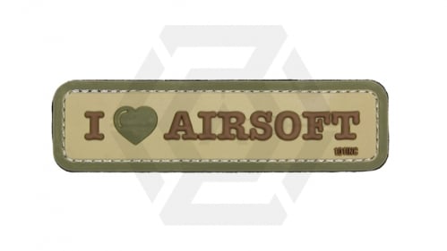 101 Inc PVC Velcro Patch &quotI Love Airsoft" (Tan) - © Copyright Zero One Airsoft