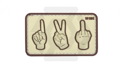101 Inc PVC Velcro Patch "One, Two, F**k You" (Tan) - © Copyright Zero One Airsoft