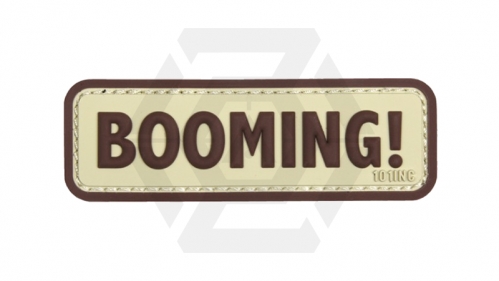 101 Inc PVC Velcro Patch &quotBooming!" (Tan) - © Copyright Zero One Airsoft