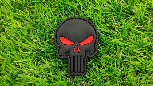 ZO PVC Velcro Patch "Red Eyed Punisher" (Black) - &copy; Copyright Zero One Airsoft