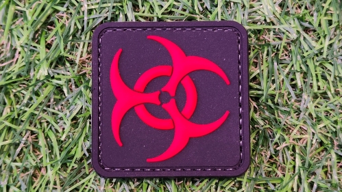 ZO PVC Velcro Patch "Biohazard Square" (Red & Black) - © Copyright Zero One Airsoft