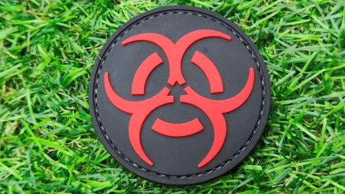 ZO PVC Velcro Patch "Biohazard Circle" (Red & Black) - &copy; Copyright Zero One Airsoft
