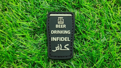 ZO PVC Velcro Patch "Beer Drinking Infidel" (Black) - &copy; Copyright Zero One Airsoft