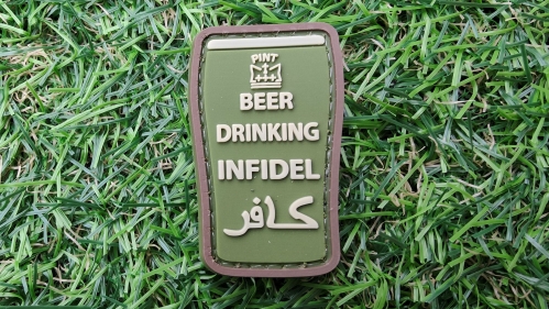ZO PVC Velcro Patch "Beer Drinking Infidel" (Olive) - © Copyright Zero One Airsoft