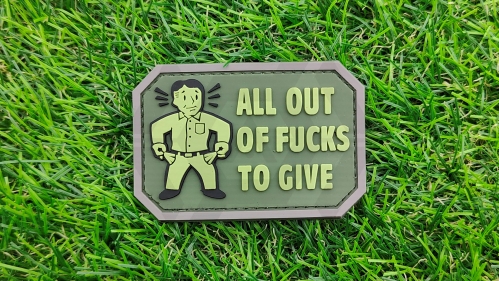ZO PVC Velcro Patch "All Out Of F" (Olive) - © Copyright Zero One Airsoft