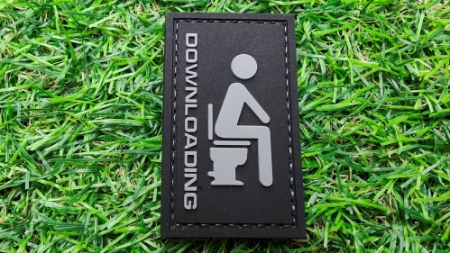 ZO PVC Velcro Patch "Downloading" (Black) - &copy; Copyright Zero One Airsoft