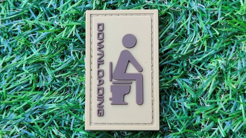 ZO PVC Velcro Patch "Downloading" (Tan) - &copy; Copyright Zero One Airsoft