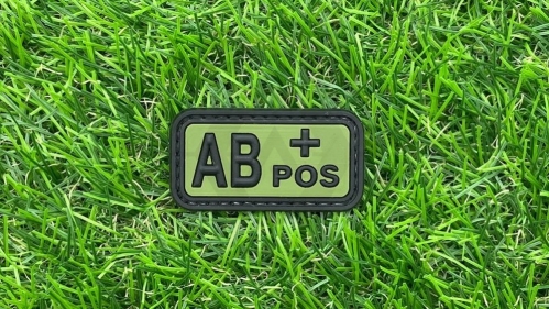 ZO PVC Velcro Patch "AB+" (Olive) - © Copyright Zero One Airsoft