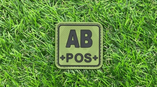 ZO PVC Velcro Patch "AB+ Square" (Olive) - © Copyright Zero One Airsoft