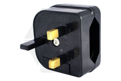 ZO EU to UK Plug Adaptor with 3A Fuse (Black) - &copy; Copyright Zero One Airsoft