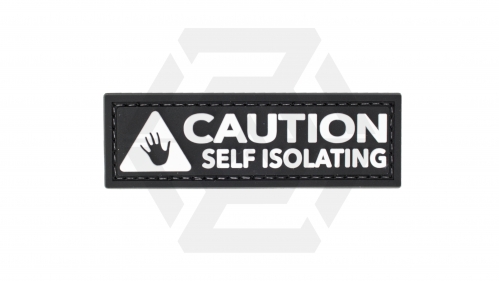 ZO PVC Velcro Patch "Caution Self Isolating" (Black) - © Copyright Zero One Airsoft