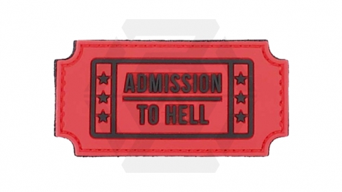 101 Inc PVC Velcro Patch "Admission To Hell" (Red) - © Copyright Zero One Airsoft