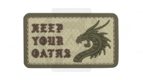 101 Inc PVC Velcro Patch "Keep Your Oaths" (Tan) - © Copyright Zero One Airsoft