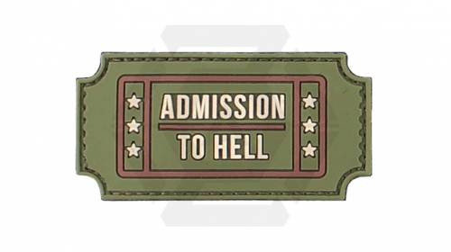 101 Inc PVC Velcro Patch "Admission To Hell" (Green) - © Copyright Zero One Airsoft