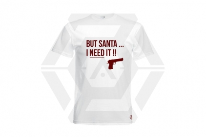 ZO Combat Junkie Christmas T-Shirt "Santa I NEED It Pistol" (White) - Size 2XL - © Copyright Zero One Airsoft