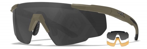 Wiley X Saber Advanced Glasses with Tan Frame & Grey/Clear/Rust Lenses - © Copyright Zero One Airsoft