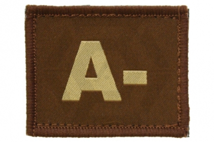Vanguard Velcro Blood Group Patch A- (Tan) - &copy; Copyright Zero One Airsoft