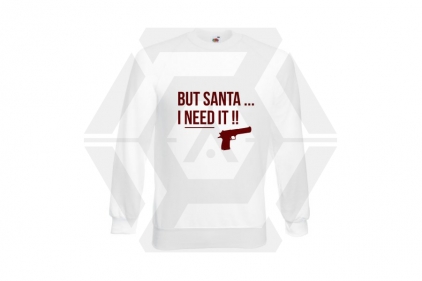 ZO Combat Junkie Christmas Jumper 'Santa I NEED It Pistol' (White) - Size Small - &copy; Copyright Zero One Airsoft
