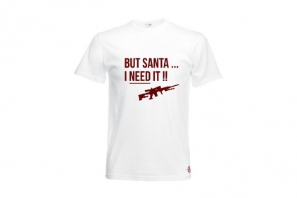 ZO Combat Junkie Christmas T-Shirt 'Santa I NEED It Sniper' (White) - Size Small - &copy; Copyright Zero One Airsoft