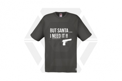 ZO Combat Junkie Christmas T-Shirt 'Santa I NEED It Pistol' (Grey) - Size Extra Large - © Copyright Zero One Airsoft