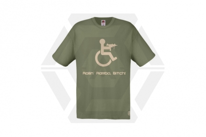 ZO Combat Junkie T-Shirt "Rollin" Rambo" (Olive) - Size 2XL - &copy; Copyright Zero One Airsoft