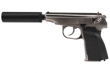 WE GBB Makarov 654K with Silencer (Silver) - &copy; Copyright Zero One Airsoft