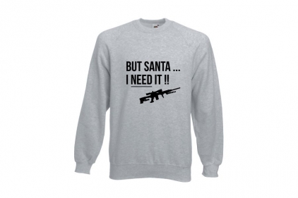 ZO Combat Junkie Christmas Jumper 'Santa I NEED It Sniper' (Light Grey) - Size Large - &copy; Copyright Zero One Airsoft