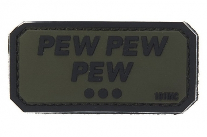 101 Inc PVC Velcro Patch "Pew Pew Pew" (Olive) - &copy; Copyright Zero One Airsoft