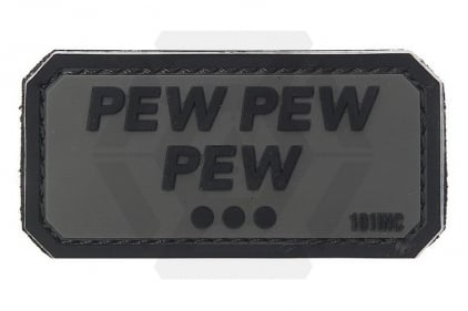 101 Inc PVC Velcro Patch "Pew Pew Pew" (Black) - © Copyright Zero One Airsoft