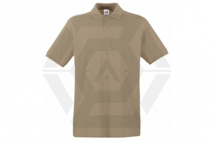 Fruit Of The Loom Premium Polo T-Shirt (Khaki) - Size Large - &copy; Copyright Zero One Airsoft