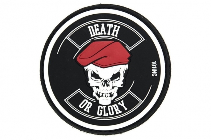101 Inc PVC Velcro Patch "Death or Glory" (Black) - © Copyright Zero One Airsoft