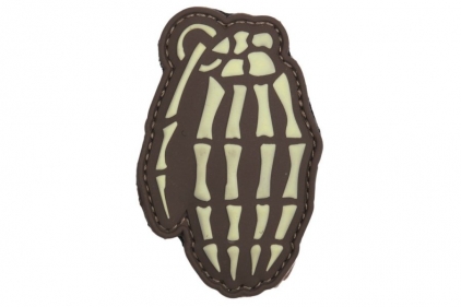 101 Inc PVC Velcro Patch &quotSkeleton Hand Grenade" (Brown) - © Copyright Zero One Airsoft