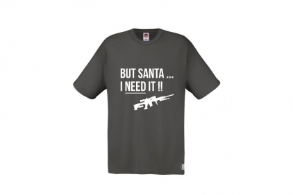 ZO Combat Junkie Christmas T-Shirt 'Santa I NEED It Sniper' (Grey) - Size Medium © Copyright Zero One Airsoft