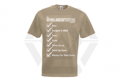 ZO Combat Junkie Special Edition NAF 2018 'Checklist' T-Shirt (Tan) - © Copyright Zero One Airsoft