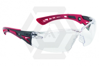 Bollé Glasses Rush PLUS with Red/Black Frame, Clear Lens and Platinum Coating © Copyright Zero One Airsoft