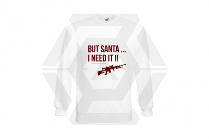 ZO Combat Junkie Christmas Jumper 'Santa I NEED It Sniper' (White) - Size Medium - &copy; Copyright Zero One Airsoft