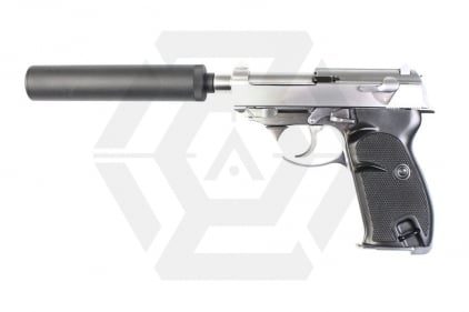 WE GBB P38S with Silencer (Silver) - © Copyright Zero One Airsoft