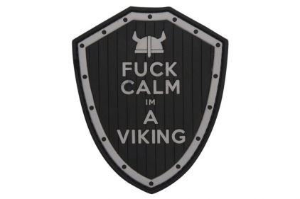 101 Inc PVC Velcro Patch &quotF**k Calm I'm a Viking" (Black) - © Copyright Zero One Airsoft