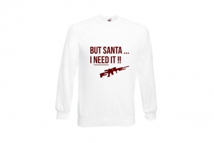 ZO Combat Junkie Christmas Jumper 'Santa I NEED It Sniper' (White) - Size Small - &copy; Copyright Zero One Airsoft