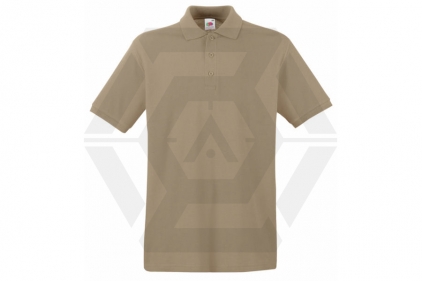 Fruit Of The Loom Premium Polo T-Shirt (Khaki) - Size Extra Large - © Copyright Zero One Airsoft