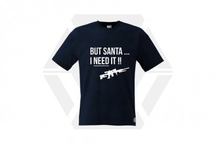 ZO Combat Junkie Christmas T-Shirt 'Santa I NEED It Sniper' (Dark Navy) - Size Large - © Copyright Zero One Airsoft