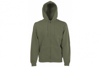 Fruit Of The Loom Premium Zipped Hoodie (Classic Olive) - Size Extra Large - © Copyright Zero One Airsoft