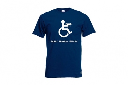 ZO Combat Junkie T-Shirt 'Rollin' Rambo' (Navy) - Size Medium - &copy; Copyright Zero One Airsoft