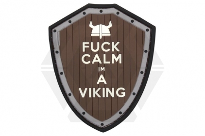 101 Inc PVC Velcro Patch "F**k Calm I'm a Viking" (Brown) - © Copyright Zero One Airsoft